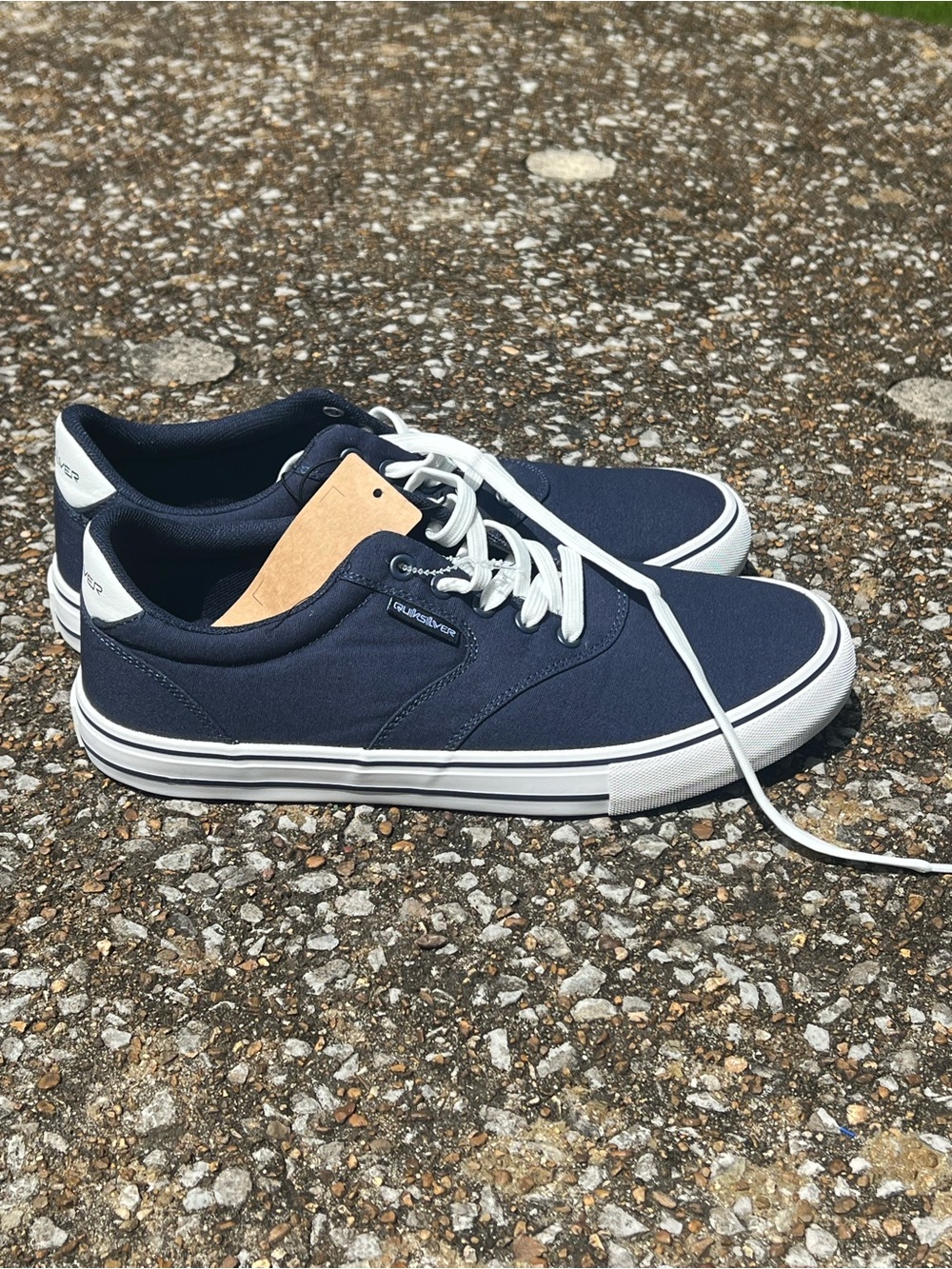 Quiksilver Navy and White Low-Top Canvas Sneakers Size 11